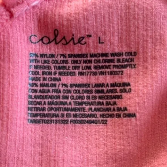 Colsie Pink Ribbed Crop Top - Picture 3 of 4